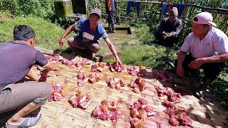Selling Pork meat in Village II Villagers buying Pork meat in Rural Nepal@AloneAdhirajnepal