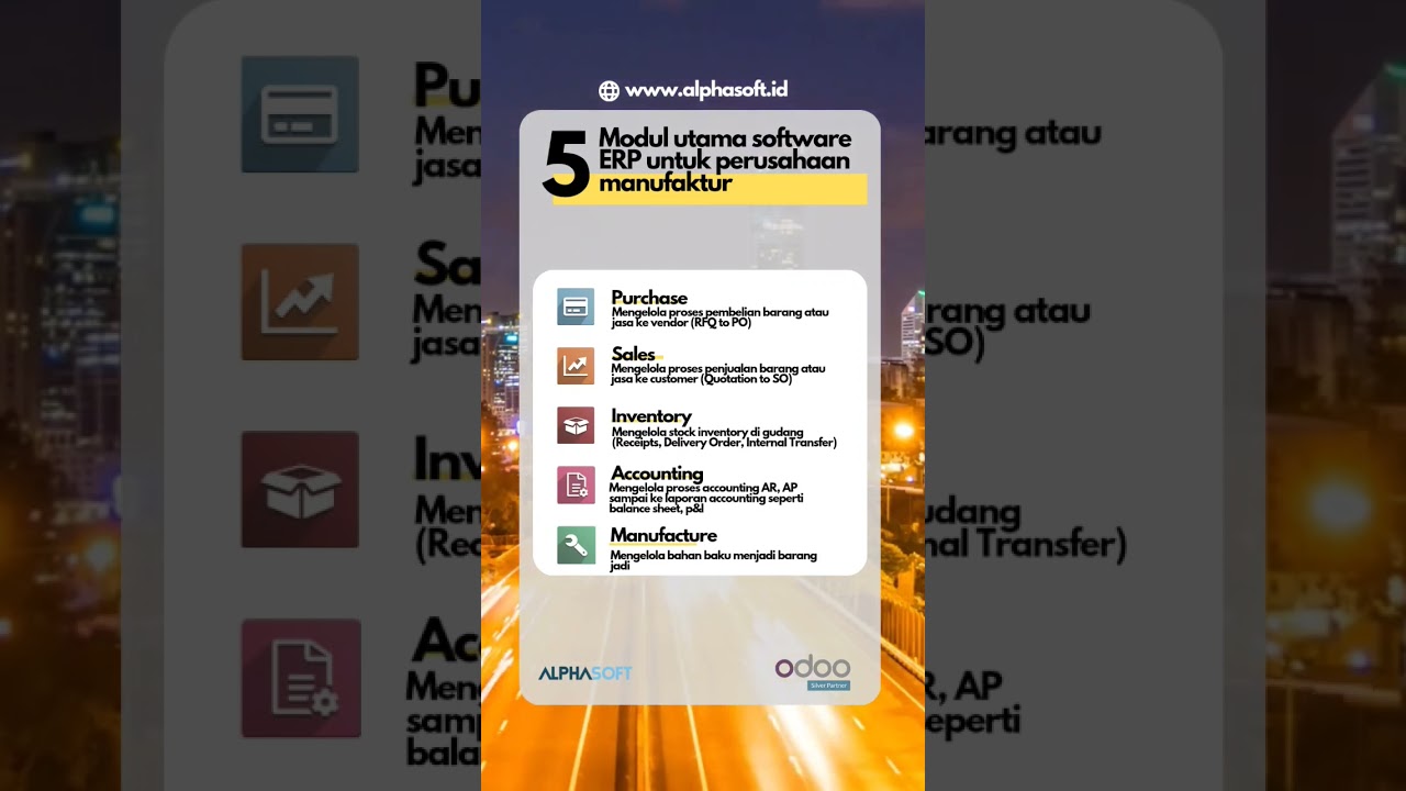 5 modul utama software erp untuk perusahan manufaktur #erp #odooindonesia #odoo | 30.04.2023

