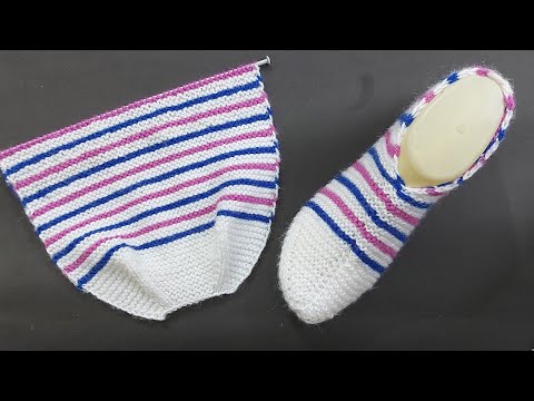 Easy Ladies Shoes Knitting , Woolen Socks Knitting