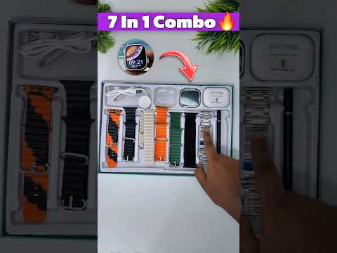 7 Straps Smartwatch With Free Airpord 💥 HD Display ⚡️7 In 1 Combo 🔥 #shorts