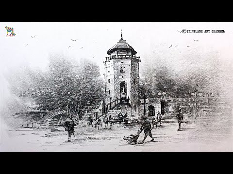 How to draw Old Building in Street Scenery Pencil Art