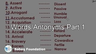 Words/Antonyms Part 1