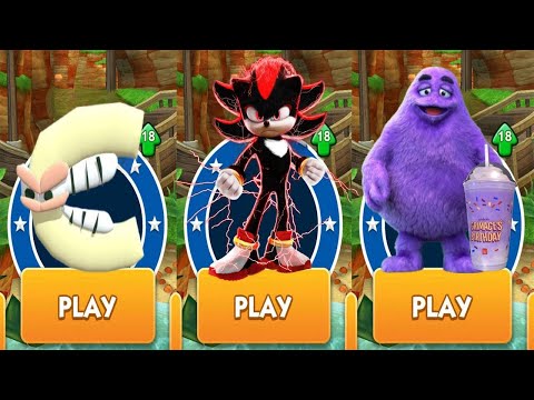 Movie Shadow Sonic 3 vs Grimace Shake Rush vs Alphabet Lore"C" New Metro City - Sonic Dash Game