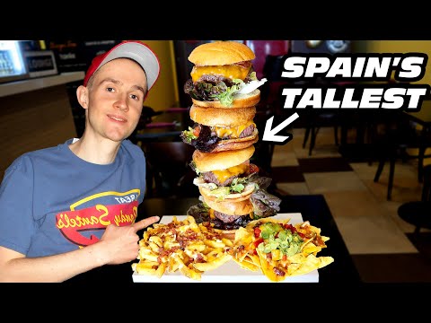 EATING THE TALLEST BURGER TOWER IN SPAIN | The "Joe Bourbon" Burger Challenge