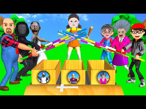 Squid Game 3 vs Scary Teacher 3D Who Faster Game Balloon Popping Race Challenge Miss T vs 5 Neighbor