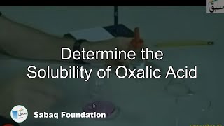 Determine the Solubility of Oxalic Acid