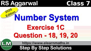 Number System | Class 6 Exercise 1C Question 18 - 20 | RS Aggarwal | Learn Maths