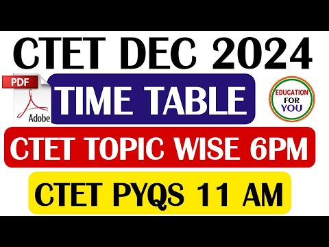 CTET DEC 2024 TIME TABLE FREE CLASS AND PDF NOTES