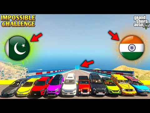 INDIAN CARS VS PAKISTANI CARS MEGA SPEED RAMP CHALLENGE | IND VS PAK | GTA 5