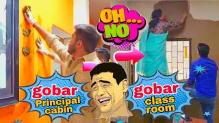 DUSU President Rohan Khatri smears Gobar on walls of the principal’s office at Lakshmibai College 🤣🤣