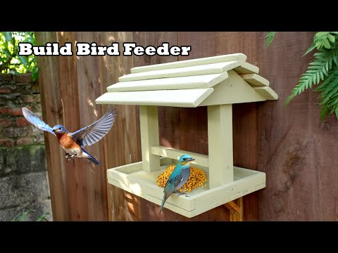 Create wooden wall hanging bird feeder