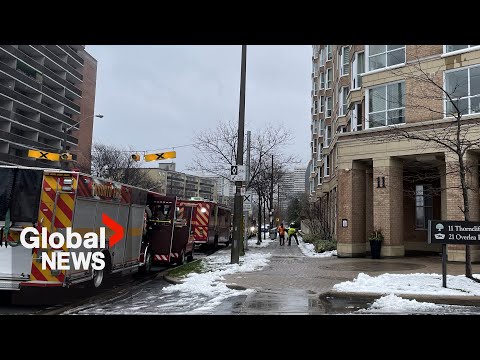 YouTube video thumbnail: No Timeline for Families to Return as Toronto Crews Continue to Fight 5-Day-Old Apartment Fire