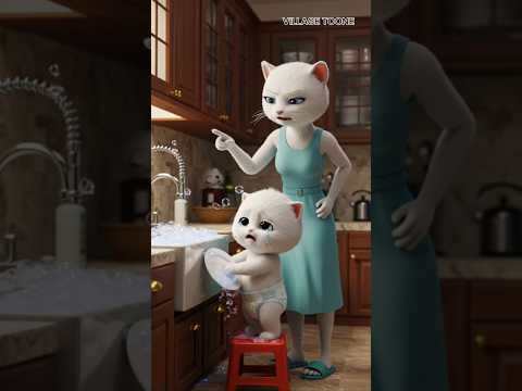 In a stepmother’s house — only chores, no love 😢💔 #aicat #catcute #catsadstory #catlover