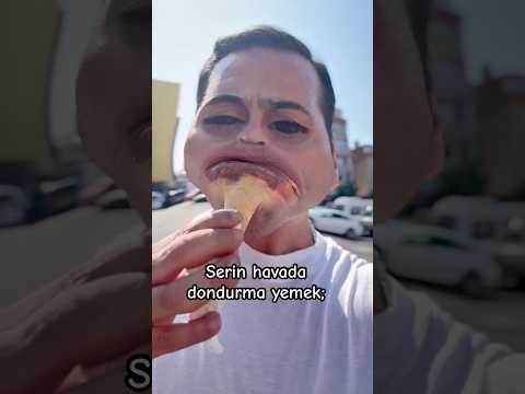Serin havada dondurma yemek