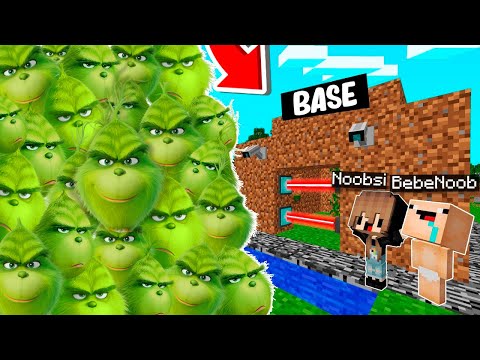 RETO DE LA BASE VS 1000000 EL GRINCH😨😱BASE DE NOOBSI Y BEBE NOOB VS GRINCH en MINECRAFT