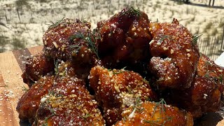 Habanero Honey Mustard Wings with a Homemade Jalapeño Ranch Dipping Sauce!