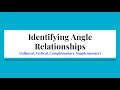 Identifying Angle Relationships in Geometry