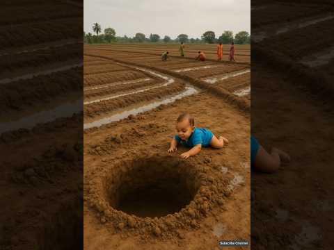 Cute baby falls into a pit and is saved by the rescue team 😭#ai #baby #cutebaby #team