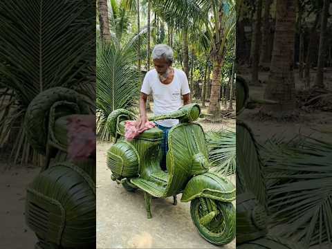 Beautiful scooty made of coconut leaves😱 #coconutleaves #coconutcraft #amazing #shortvideo #shorts