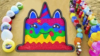 How to make Unicorn Cake with Slime Orbeez Colorful,Big Fanta,Coca Cola and Mentos & Popular Sodas