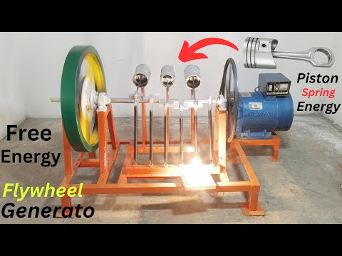 Build Flywheel Piston And Spring Machine Free Electricity Generator 15 KW 220v Complete Process