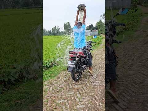 The helmet fell off and the water gushed out?
