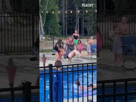 When throwing your friend in the pool backfires... ๐ #shorts #funny #fail #pool #fall