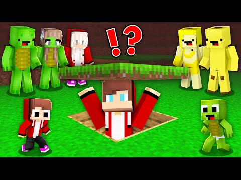 JJ Made a Secret Underground Base to Prank Mikey and Banana Kid Family in Minecraft Maizen!