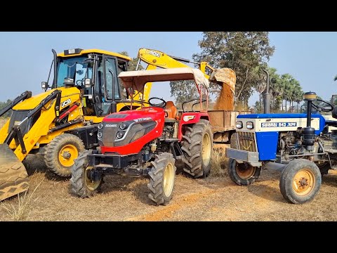 Jcb 3dx Eco Excellence Backhoe Machine Loading Red Mud In Mahindra and Swaraj Tractors | Jcb Videos