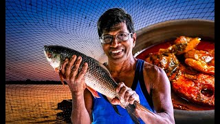 වැවු මාළු එක්ක බත් කමු, Village Fishing & Cooking: HUGE Lake Fish for a Bada's Kitchen Feast!