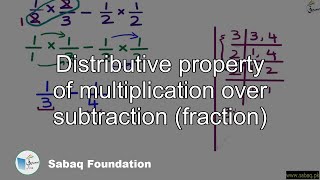 Distributive property of multiplication over subtraction (fraction)