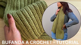 BUFANDA TEJIDA A CROCHET CON PUNTO REVERSIBLE - BRENNY'S CROCHET