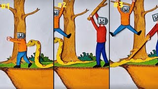 A Story of a Brave Father || Snake Attack on TV Boy #shorts #drawing #xyzart #skibiditoilet