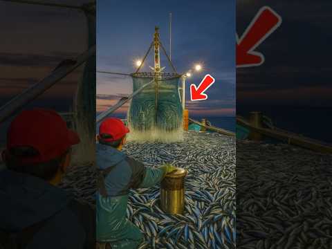 Thousands of Tons of Sardines Trapped in Giant Fishing Net