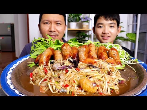 ส้มตำปูนาดอง กับไส้กรอกหมูย่างแซ่บๆ 27  มิถุนายน พ.ศ.2568