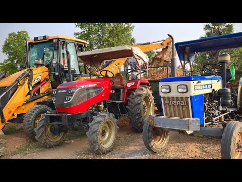 JCB 3DX Backhoe Loader Loading Red Mud In Mahindra Tractor And Swaraj Tractor Trolley | Jcb Dozer