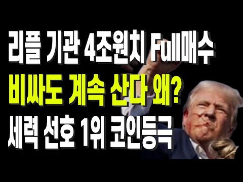 리플 기관 4조원치 Full매수 비싸도 계속 산다 왜? 세력 선호 1위 코인등극