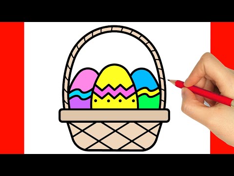 CÓMO DIBUJAR UNA CESTA DE HUEVOS DE PASCUA | DIBUJO DE PASCUA