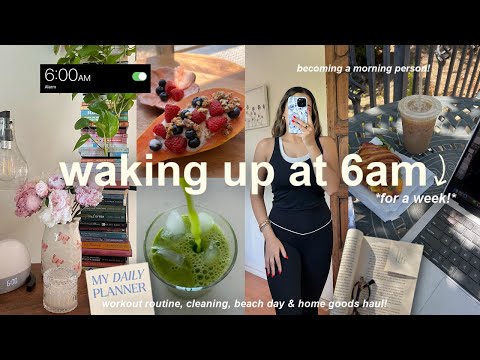 waking up at *6AM* for a week!🌤️ becoming a morning person, cafes, beach & lots of productivity!