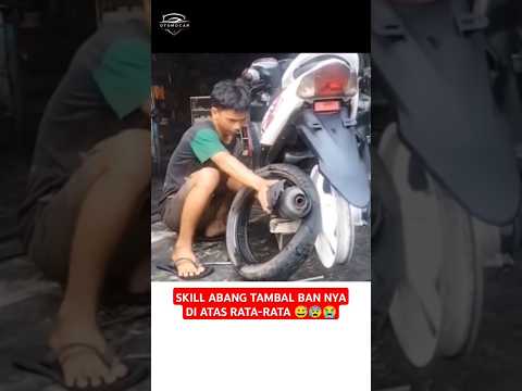 SKILL ABANG TAMBAL BAN NYA DI LUAR NURUL 😅 #honda #yamaha