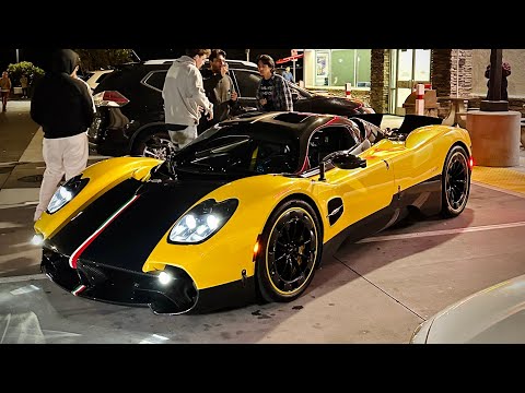 Yellow Pagani Utopia LOUD Revs and Driving