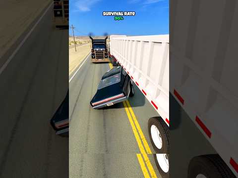 Which car goes under the trailer and survives? #beamng #beamngcrashes #beamngdrive #game #gameplay