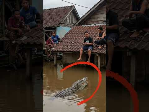 😱 DETIK DETIK BANJIR BESAR MENENGGELAMKAN RUMAH, BAPAK INI MALAH MANCING BUAYA! 🐊🌊
