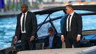 Jeff Bezos Pulls Up to the Miami River Surrounded by Security 👔🚨 | Boat Bash