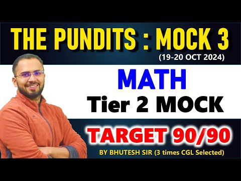 (CGL TIER 2 MATH MOCK) The pundits weekly free live mock 3 math solution 19-20 oct