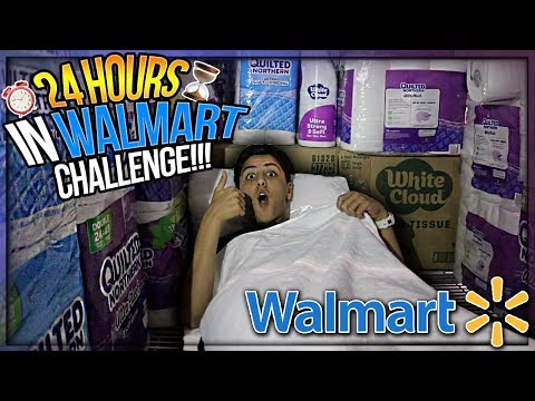24 HOUR OVERNIGHT CHALLENGE IN WALMART! ⏰INSANE TOILET PAPER FORT! (KICKED OUT)?
