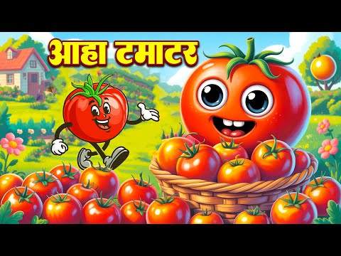 Aaha Tamatar Bade Mazedar - आहा टमाटर | Hindi Poem For Kids | Tamatar Mazedar Song #Riya Rhymes