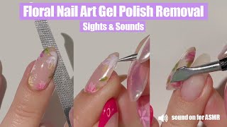Floral Nail Art Gel Removal Technique How To (sights & sounds) #gelnails #asmr #shorts