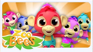 🐵 Cinco Monitos Saltando en la Cama | Canciones Infantiles en Español (1 Hora)