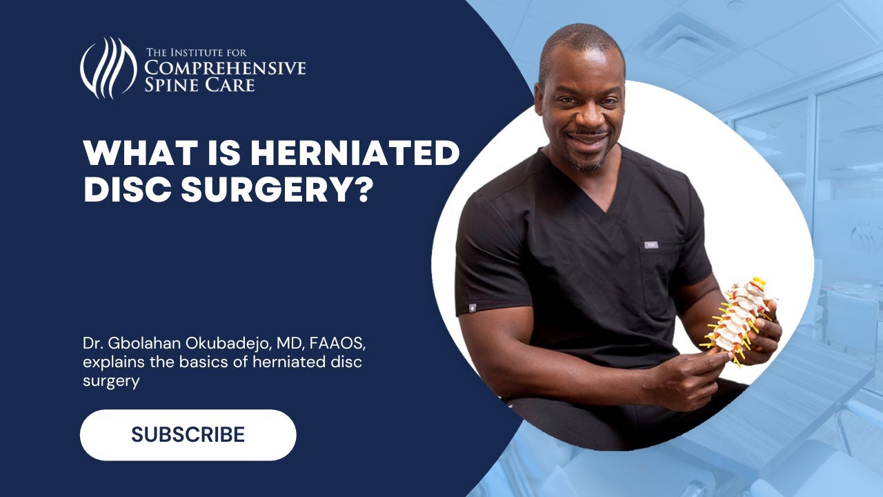 Doctor explaining herniated disc surgery basics.